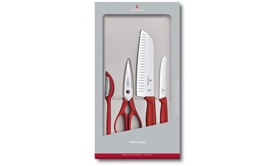 Swiss Classic Küchengarnitur, 4-teilig, rot, Geschenkverpackung
