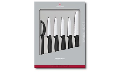 Swiss Classic Gemüsemesser-Set, 6-teilig, schwarz, Geschenkverp.