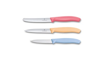 Swiss Classic Gemüsemesser-Set, 3-teilig, hellrot,-orange,-blau