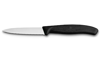 Swiss Classic, Gemüsemesser, 6tlg, 8cm, Wellen, Mittelspitz, schwarz