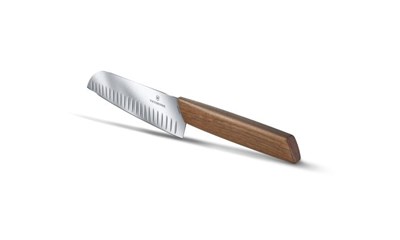 Swiss Modern Santokumesser, Kullenschl., 17cm, Nussb., Geschenks.