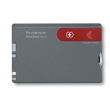 SwissCard, Brieföffner rot/Gehäuse dunkelgrau, in Kunstleder-Etui