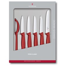 Swiss Classic Gemüsemesser-Set, 6-teilig, rot, Geschenkverpackung