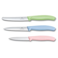 Swiss Classic Gemüsemesser-Set, 3-teilig, hellgrün,-blau, rosa