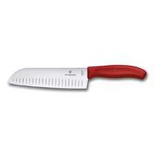 Swiss Classic Santokumesser Kullenschliff, 17 cm, rot, Geschenkv.